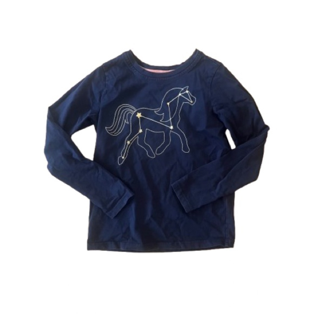 Hanna Andersson Navy Long Sleeve Shirt with Horse Design